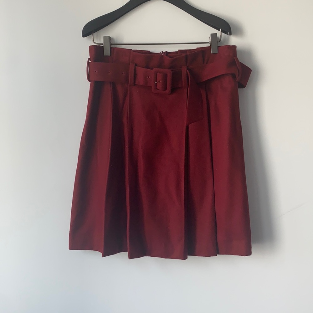 Burgundy wool mini skirt